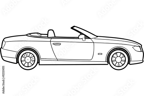 A high-end luxury convertible with clean art vector illustration