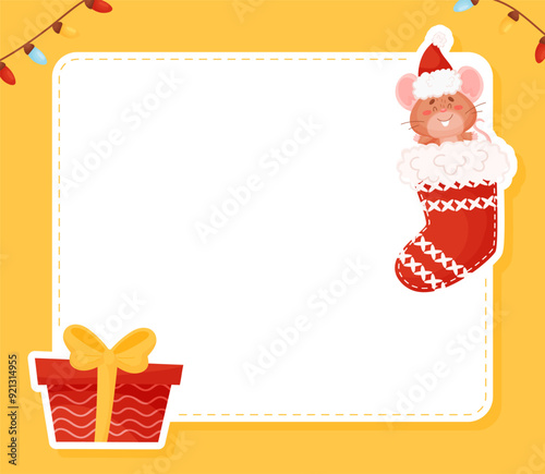 Banner Design with Cute Little Mouse Character Vector Template