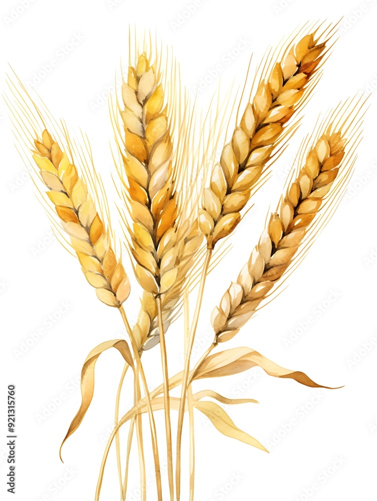 Watercolor illustration ears of wheat on white background. Watercolor illustration ears of wheat on white background.