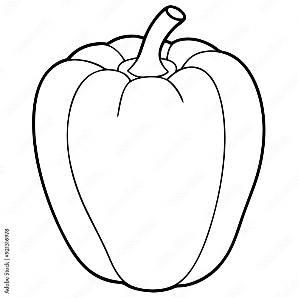 Vector Illustration Bell Pepper Outline Drawing Simple Food Clipart for Coloring Books and Graphics Vector Illustration Bell Pepper Outline Drawing Simple Food Clipart for Coloring Books and Graphics