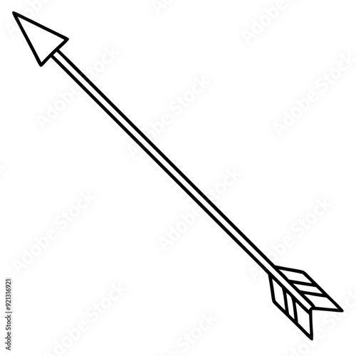 Black and White Arrow Vector Illustration Linear Art Simple Outline Design Arrowhead Symbol