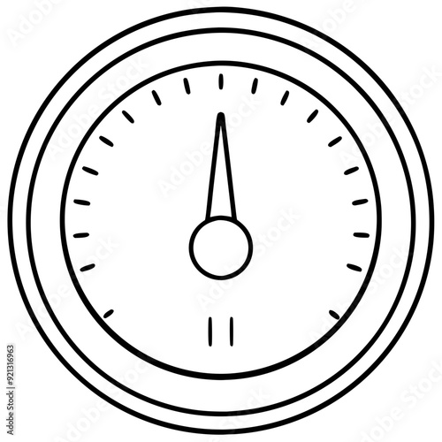 Vector Illustration Analog Speedometer Gauge Black White Minimalist Design Engineering Measurement