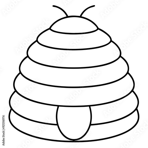 Beehive Outline Vector Illustration Symbolizing Beekeeping Honey Production for Educational Use