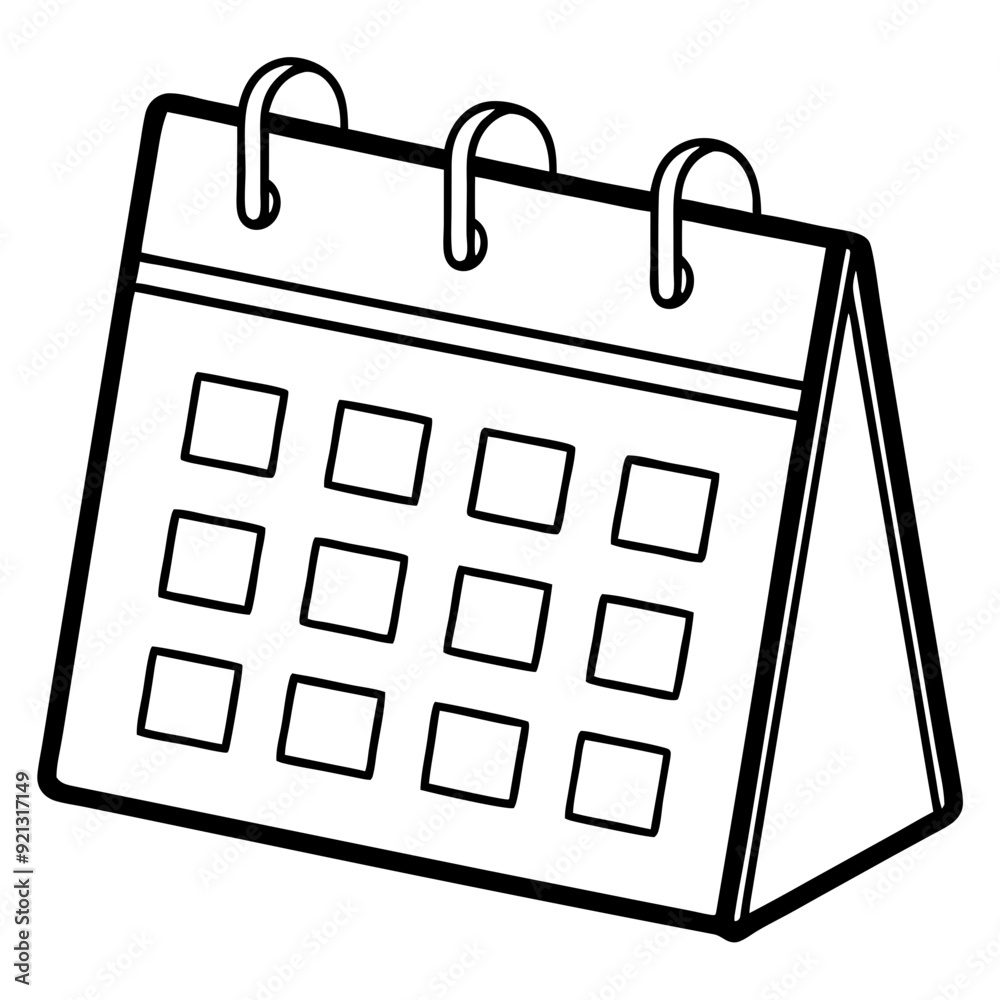 Vector Illustration Desk Calendar Outline Planner Template Office Schedule Management Tool Vector Illustration Desk Calendar Outline Planner Template Office Schedule Management Tool
