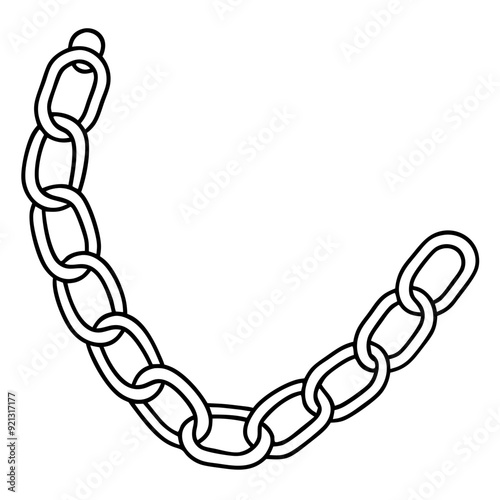Vector Illustration of Chain Links Connected Symbolizing Strength and Unity Outline Drawing