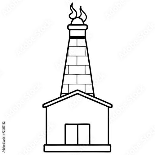 black and white chimney with flames clip art preview