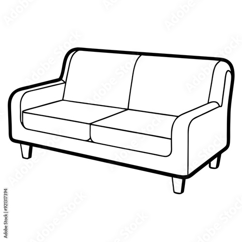 Black White Minimalist Sofa Vector Illustration Simple Stylish Couch Design Furniture Decor