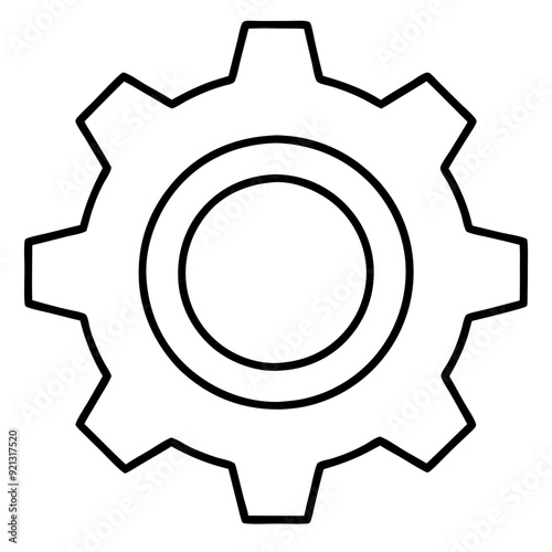 Gear Vector Mechanics Technology Engineering Modern Design Black and White Outline