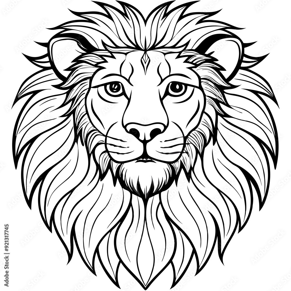 Intricate Lion Head Vector Artwork Black and White Illustration Detailed Lion Face Design Intricate Lion Head Vector Artwork Black and White Illustration Detailed Lion Face Design