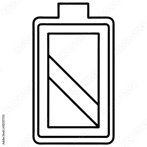 Low Battery  Outline Vector Empty Power Indicator Symbol Black and White Modern Design Illustration