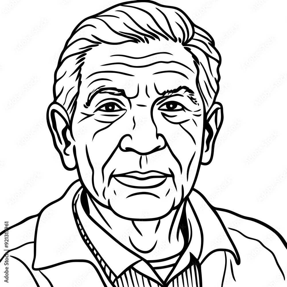 Portrait of a Wise Elderly Man Line Art Illustration Vector for Educational and Design Projects Portrait of a Wise Elderly Man Line Art Illustration Vector for Educational and Design Projects