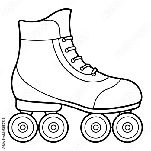 Roller Skate Vector Illustration Classic Quad Design Outline Drawing for Sports and Recreation