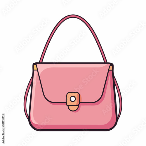 Pink purse handbag or crossbody color art vector