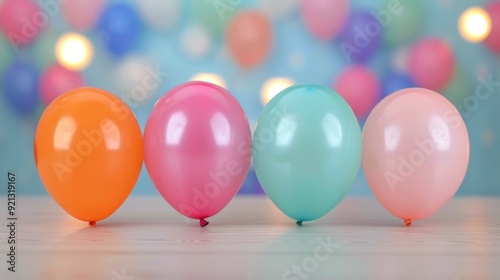 Colorful Party Balloons Displayed on Table for Celebration