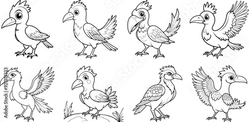 Terror Bird hand drawing coloring page and outline vector design