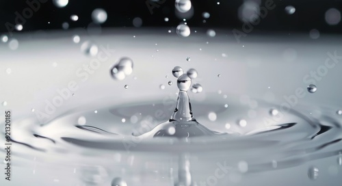 Water Droplet Rippling on Surface With Soft Gradient Background at Dusk