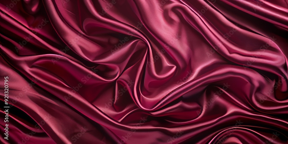 Deep Plum Red Fabric with Ripples and Folds. Wavy Surface Background. Deep Plum Red Fabric with Ripples and Folds. Wavy Surface Background.