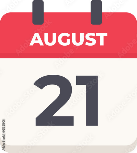 August 21- Daily Calendar Icon in flat design style