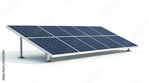 The solar panel is isolated on a white background with a clipping path. Renewable or Green electric energy. AI generated image