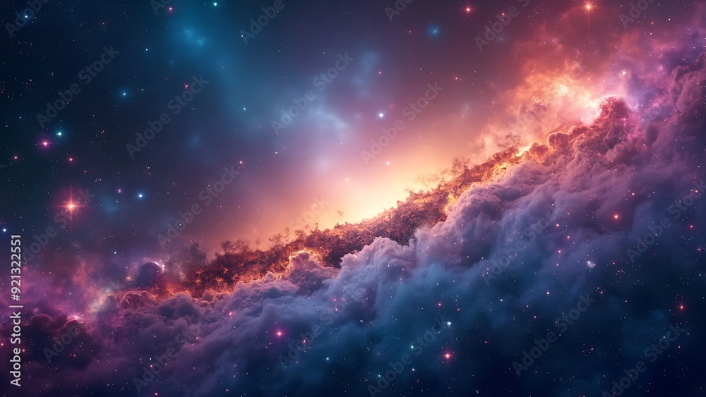 Fototapeta premium Colorful, stars and space background, panorama universe