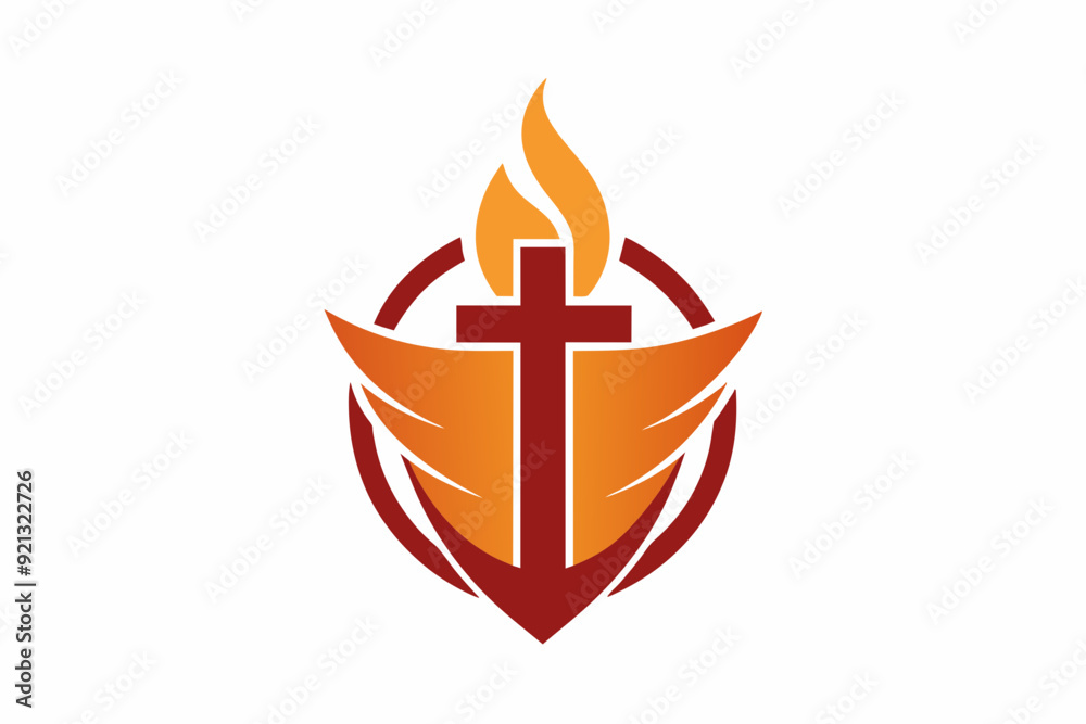 Logo for Christian youth with warm tones in vector design illustration on white background Logo for Christian youth with warm tones in vector design illustration on white background