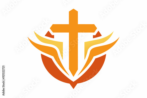 Logo for Christian youth with warm tones in vector design illustration on white background 