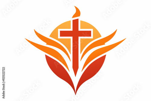 Logo for Christian youth with warm tones in vector design illustration on white background 