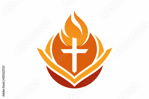 Logo for Christian youth with warm tones in vector design illustration on white background 