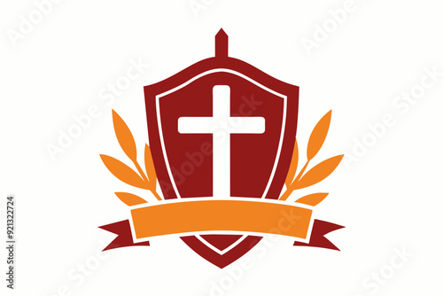 Logo for Christian youth with warm tones in vector design illustration on white background 