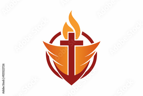 Logo for Christian youth with warm tones in vector design illustration on white background 