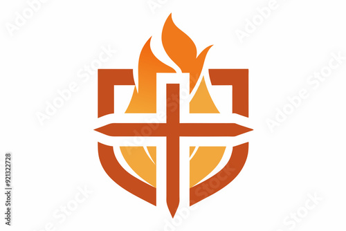 Logo for Christian youth with warm tones in vector design illustration on white background 