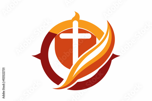 Logo for Christian youth with warm tones in vector design illustration on white background 