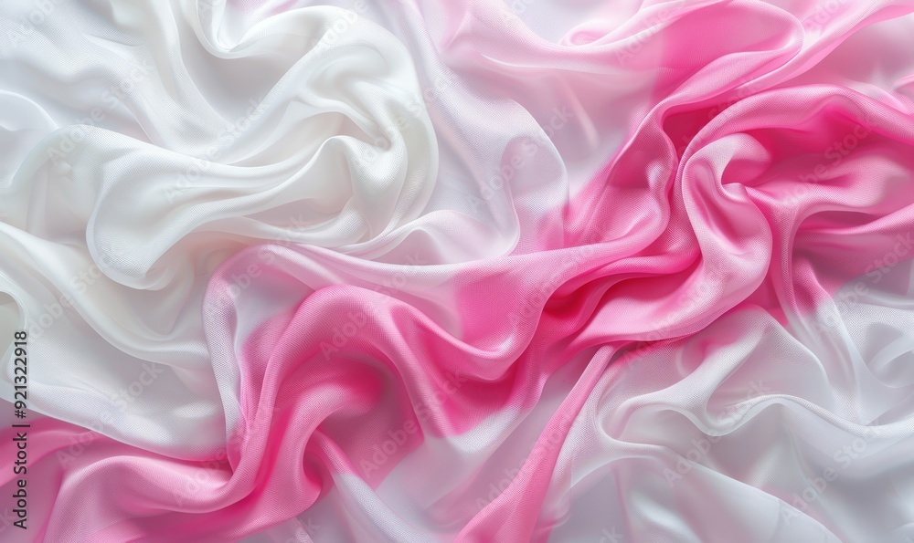 Pink and White Fabric with Wrinkles and Folds. Multicolored Luxury Surface Banner Pink and White Fabric with Wrinkles and Folds. Multicolored Luxury Surface Banner
