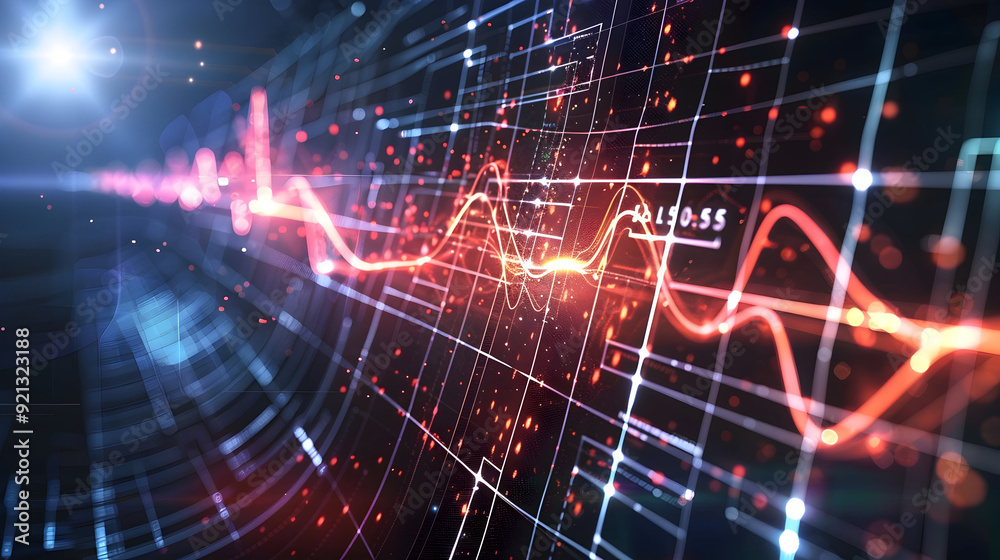 Abstract Digital Network with Red and Blue Lights Illustration Abstract Digital Network with Red and Blue Lights Illustration