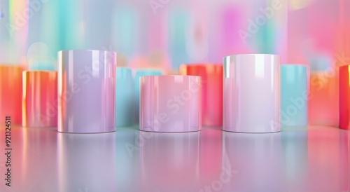 Colorful Abstract Background With Pastel Cylinder and Glitter at Evening