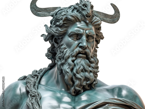 Poseidon Greek God of the Sea and Earthquakes on white background