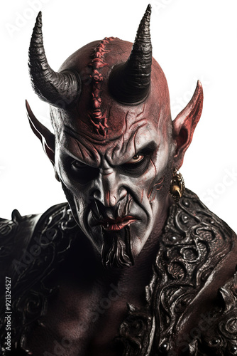 Evil demon portrait on white background