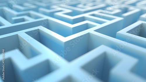 3D Abstract Blue Maze Background