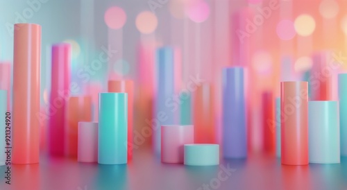 Colorful Abstract Background With Pastel Cylinder and Glitter at Evening