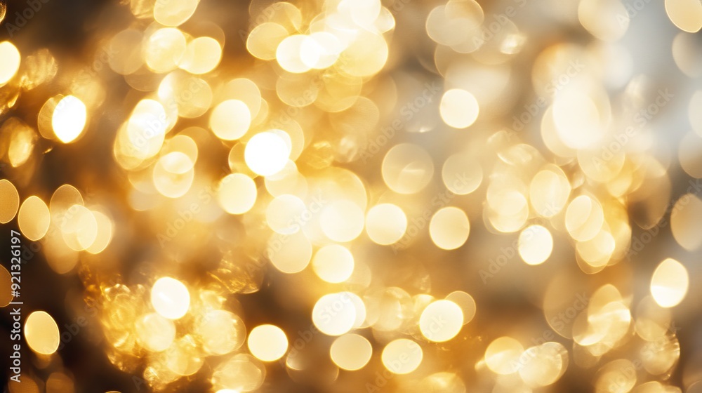 Obraz premium Gold abstract bokeh and Glitter vintage lights background. Christmas celebration. AI generated image