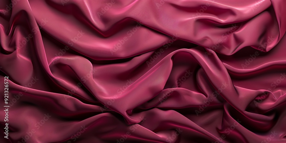 Obraz premium Deep Plum Red Fabric with Ripples and Folds. Wavy Surface Background.