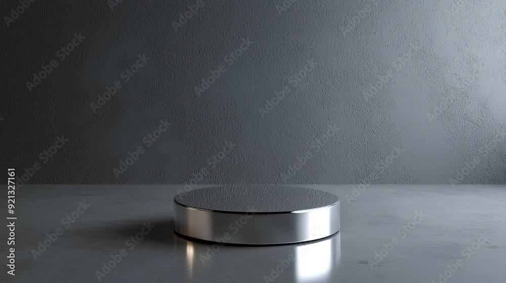 A minimalist metallic display stand designed specifically for effective product showcasing A minimalist metallic display stand designed specifically for effective product showcasing