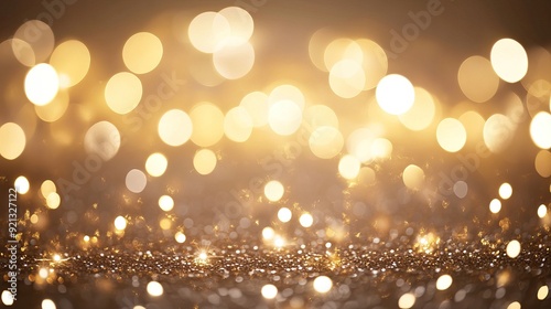 Gold abstract bokeh and Glitter vintage lights background. Christmas celebration. AI generated image