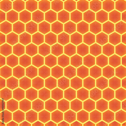 Honeycomb pattern vector illustration. Concept of honey and bees. Orange color hexagon honey comb pattern. Modern Colorful geometric trendy hexagons pattern design. 
