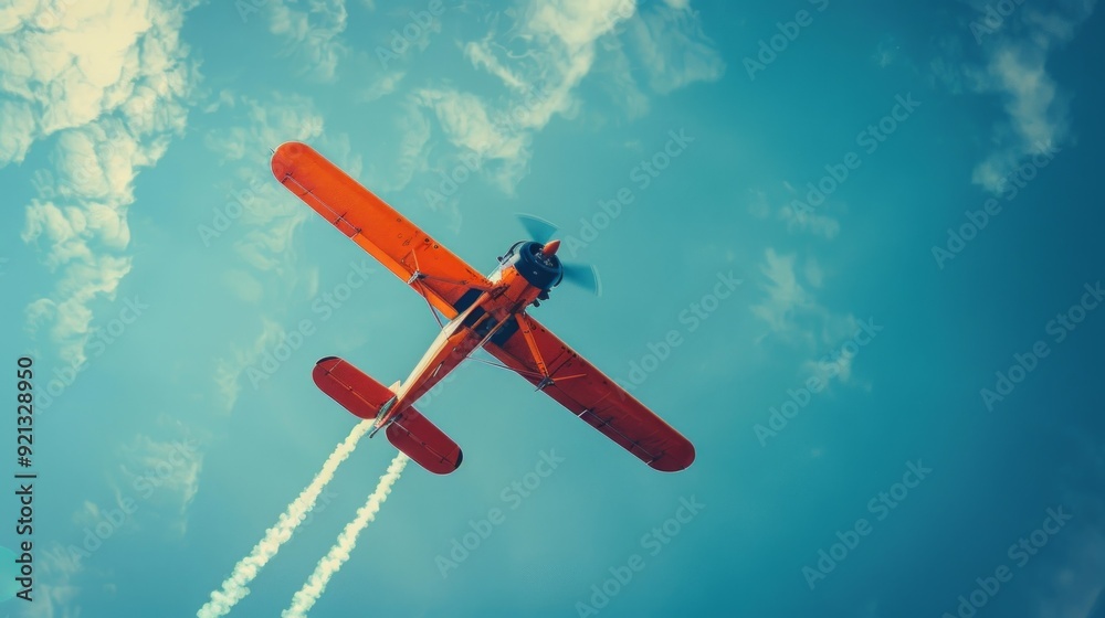 Acrobatic Airplane Performing at Air Show Against Blue Sky Acrobatic Airplane Performing at Air Show Against Blue Sky