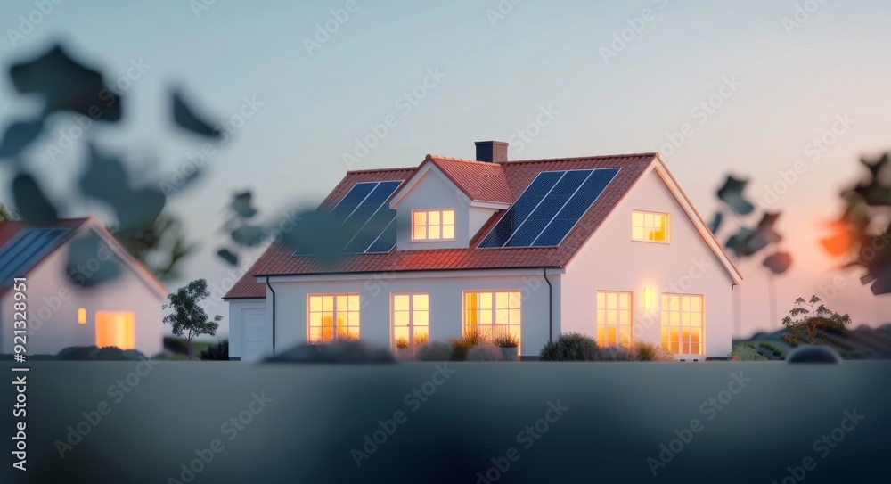Eco-Friendly Home Surrounded By Flowers During Sunset Eco-Friendly Home Surrounded By Flowers During Sunset