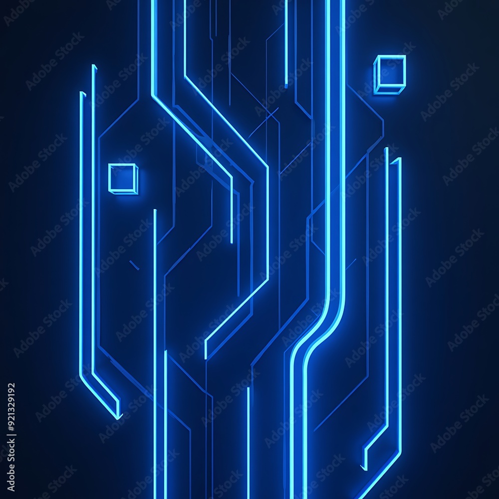 3d render, abstract blue neon background. Assorted geometric linear shapes glowing in the dark. Minimalist wallpaper 3d render, abstract blue neon background. Assorted geometric linear shapes glowing in the dark. Minimalist wallpaper