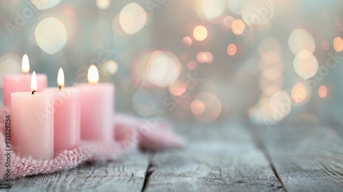 Pink Candles and Flowers Decorate a Cozy Setting With Soft Lights