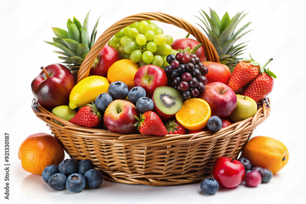 A Fruits Basket Having Various Fruits White Background Wallpaper A Fruits Basket Having Various Fruits White Background Wallpaper