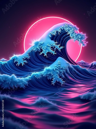 Wave abstarct neon background